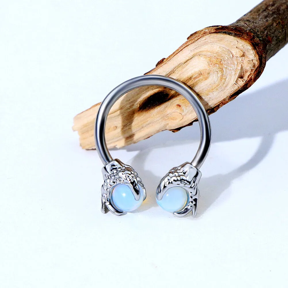16G 3/8'' Dragon Septum Ring Gem Circular Barbell Ring