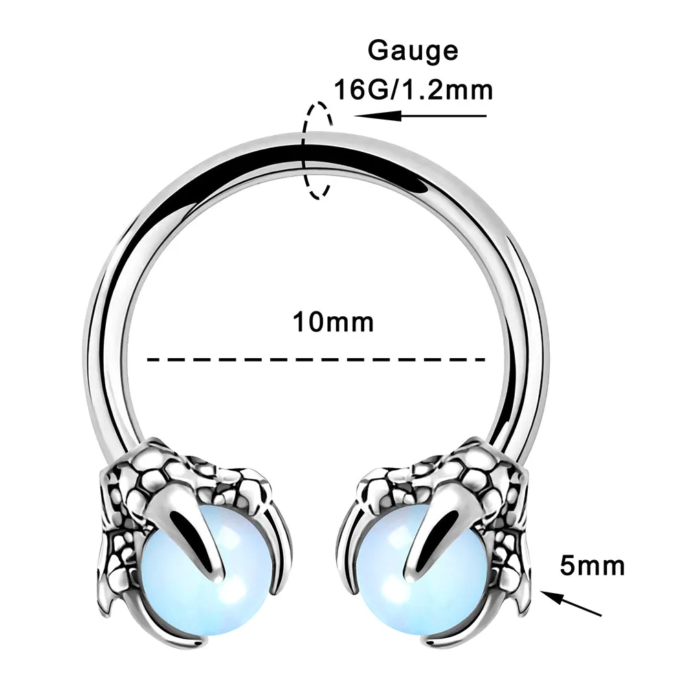 16G 3/8'' Dragon Septum Ring Gem Circular Barbell Ring