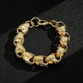 17mm Gold Filled Bonded Patterned Acorn Bracelet 8/8.5 Inch