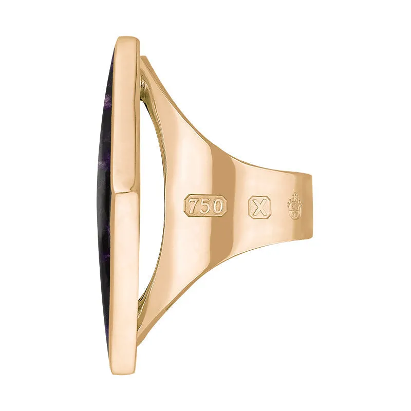 18ct Rose Gold Blue John Queen's Jubilee Hallmark Large Rhombus Ring