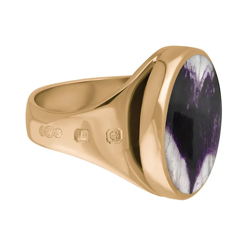 18ct Rose Gold Blue John Queen's Jubilee Hallmark Small Round Ring