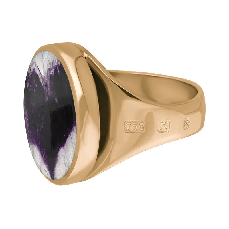 18ct Rose Gold Blue John Queen's Jubilee Hallmark Small Round Ring