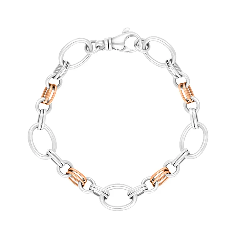 18ct Rose Gold Sterling Silver Double Link Handmade Bracelet