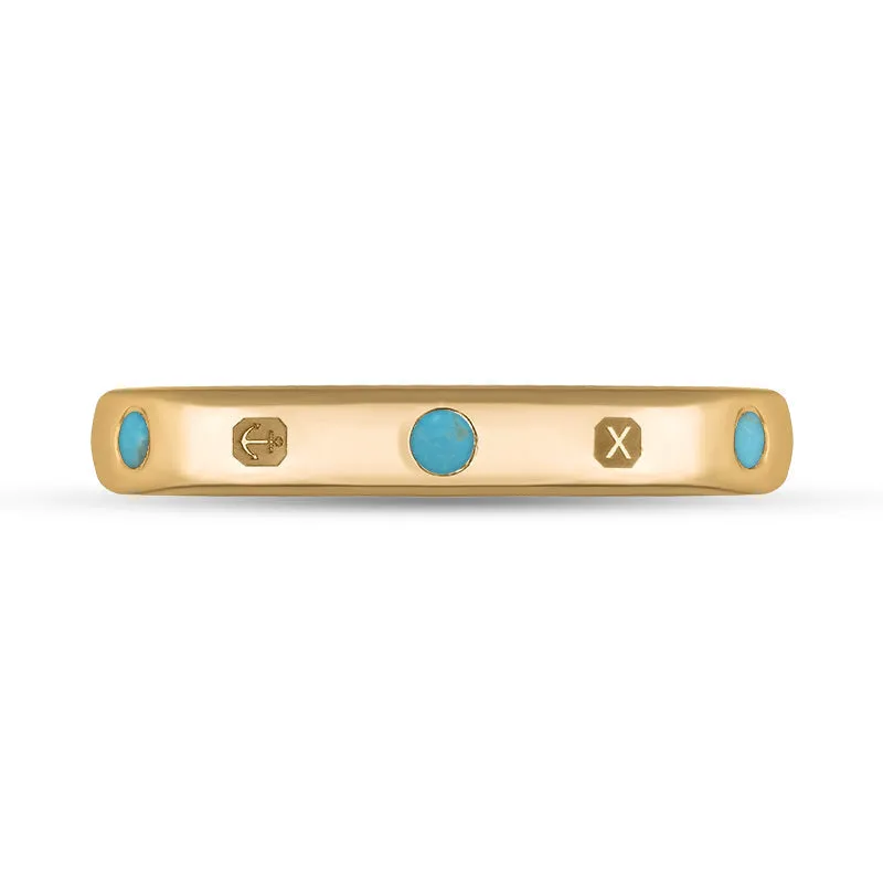 18ct Rose Gold Turquoise Queen's Jubilee Hallmark 3mm Ring