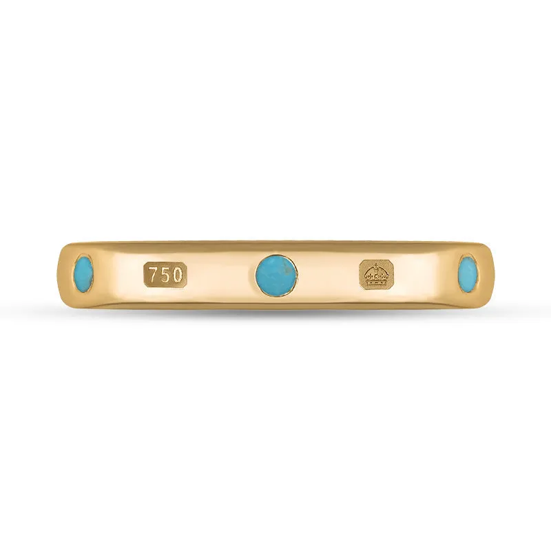 18ct Rose Gold Turquoise Queen's Jubilee Hallmark 3mm Ring