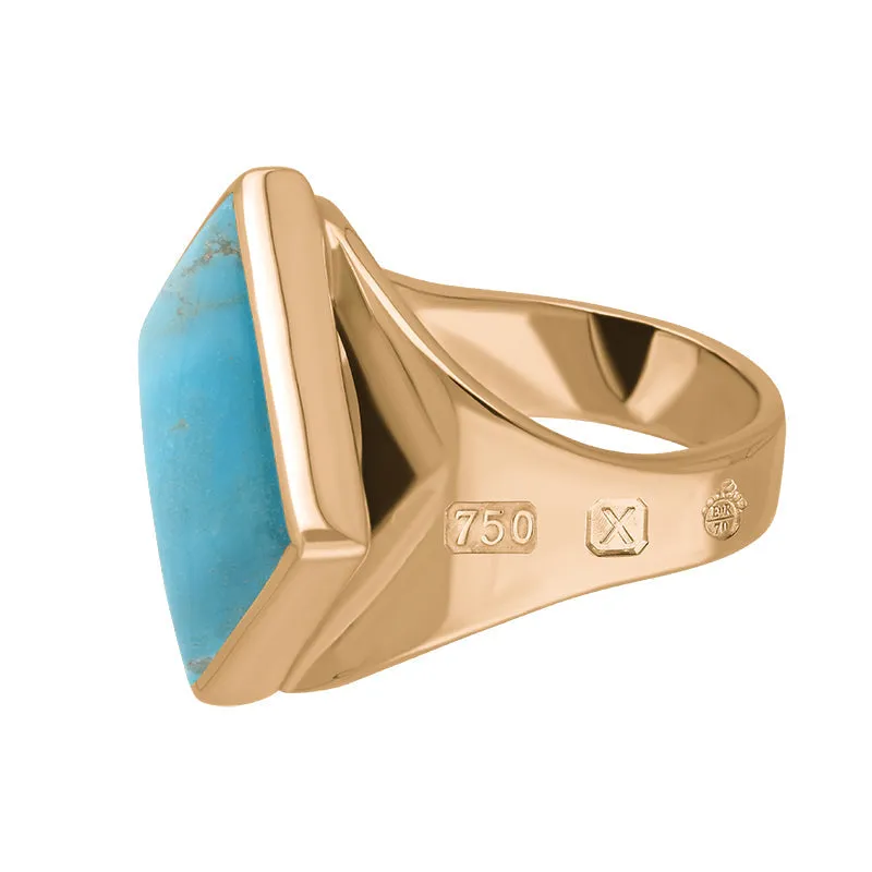 18ct Rose Gold Turquoise Queen's Jubilee Hallmark Small Rhombus Ring