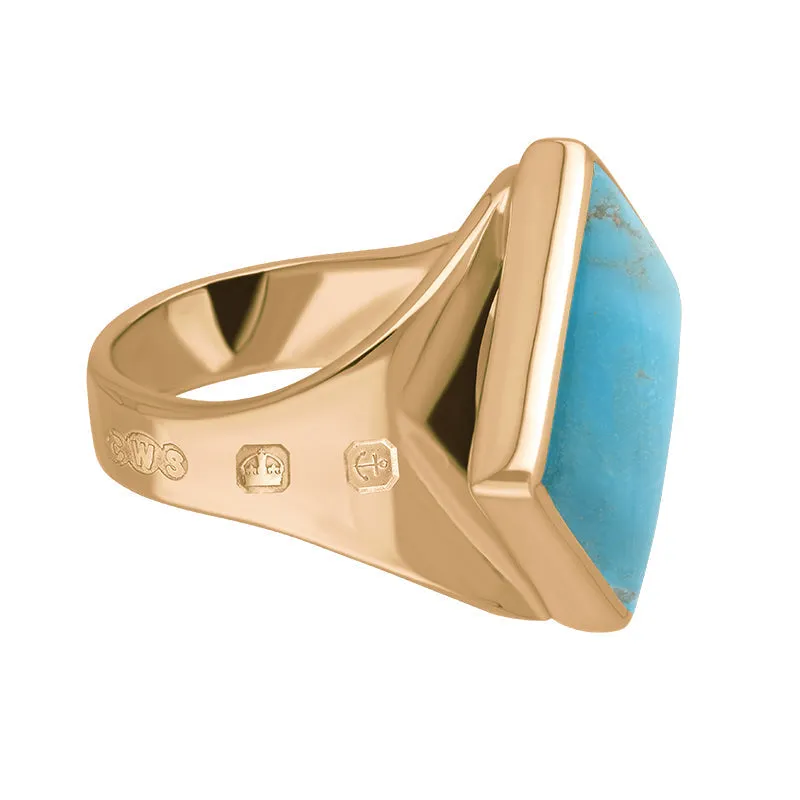 18ct Rose Gold Turquoise Queen's Jubilee Hallmark Small Rhombus Ring