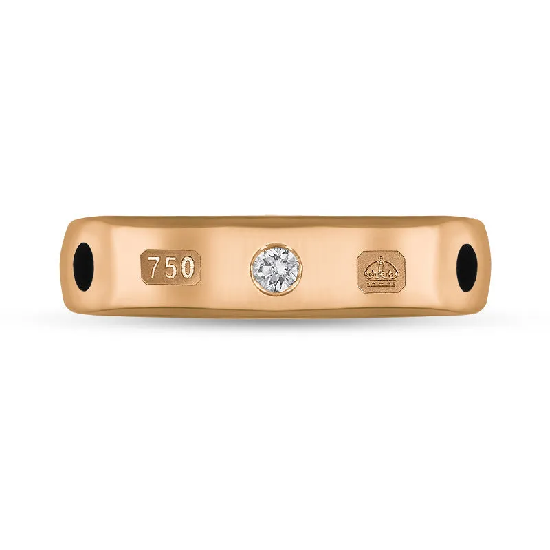 18ct Rose Gold Whitby Jet 0.08ct Diamond Queen's Jubilee Hallmark 5mm Ring