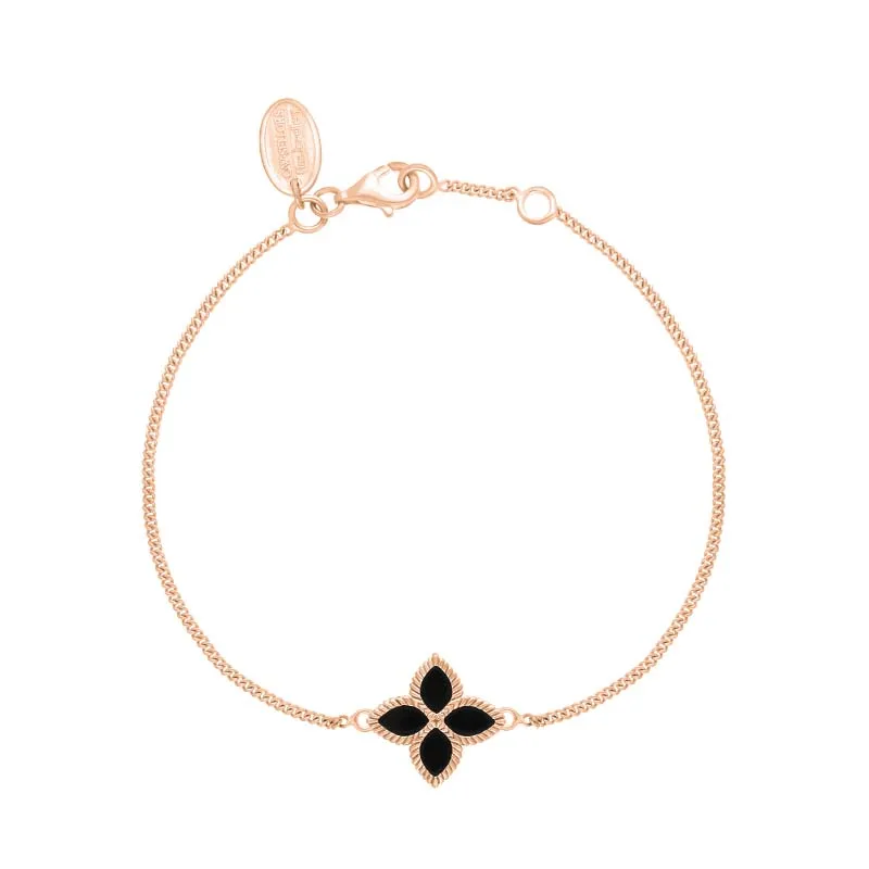 18ct Rose Gold Whitby Jet Eden Marquise Flower Bracelet