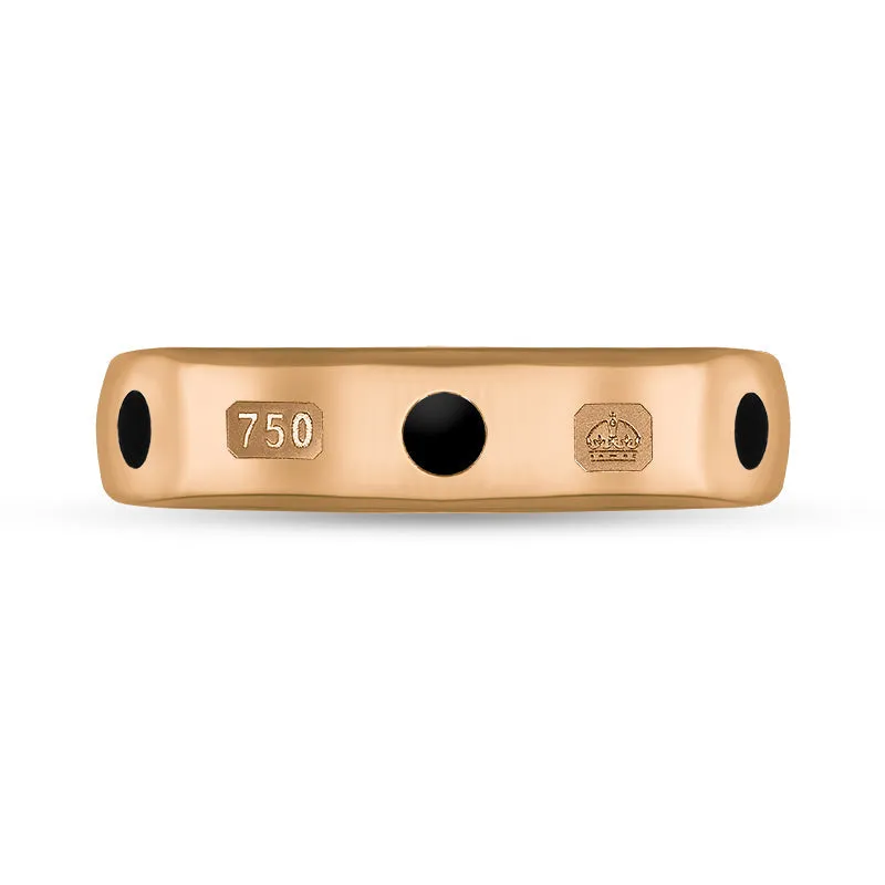 18ct Rose Gold Whitby Jet Queen's Jubilee Hallmark 5mm Ring