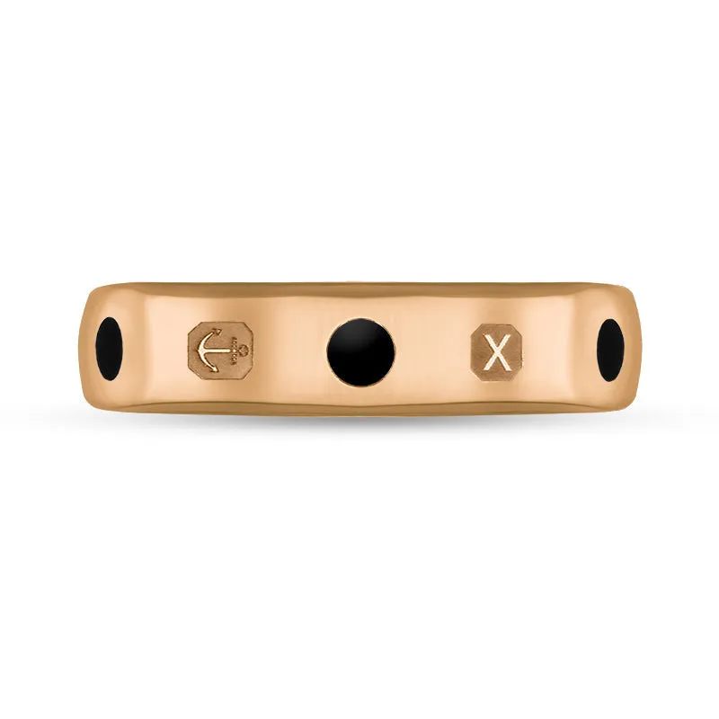 18ct Rose Gold Whitby Jet Queen's Jubilee Hallmark 5mm Ring