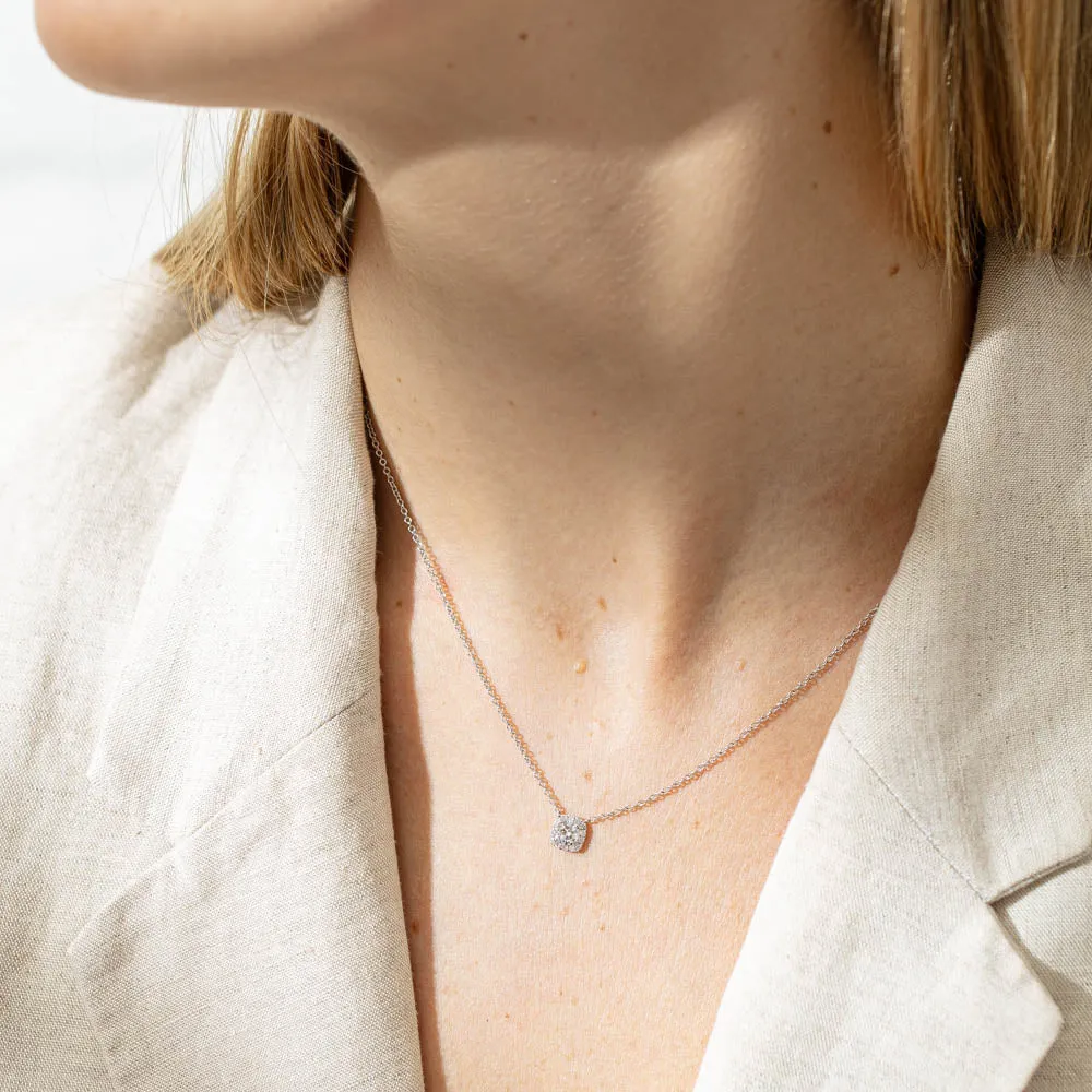 18ct White Gold .38ct Diamond Peony Pendant