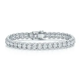 18ct White Gold Oval Cut Diamond Fancy Halo Bracelet