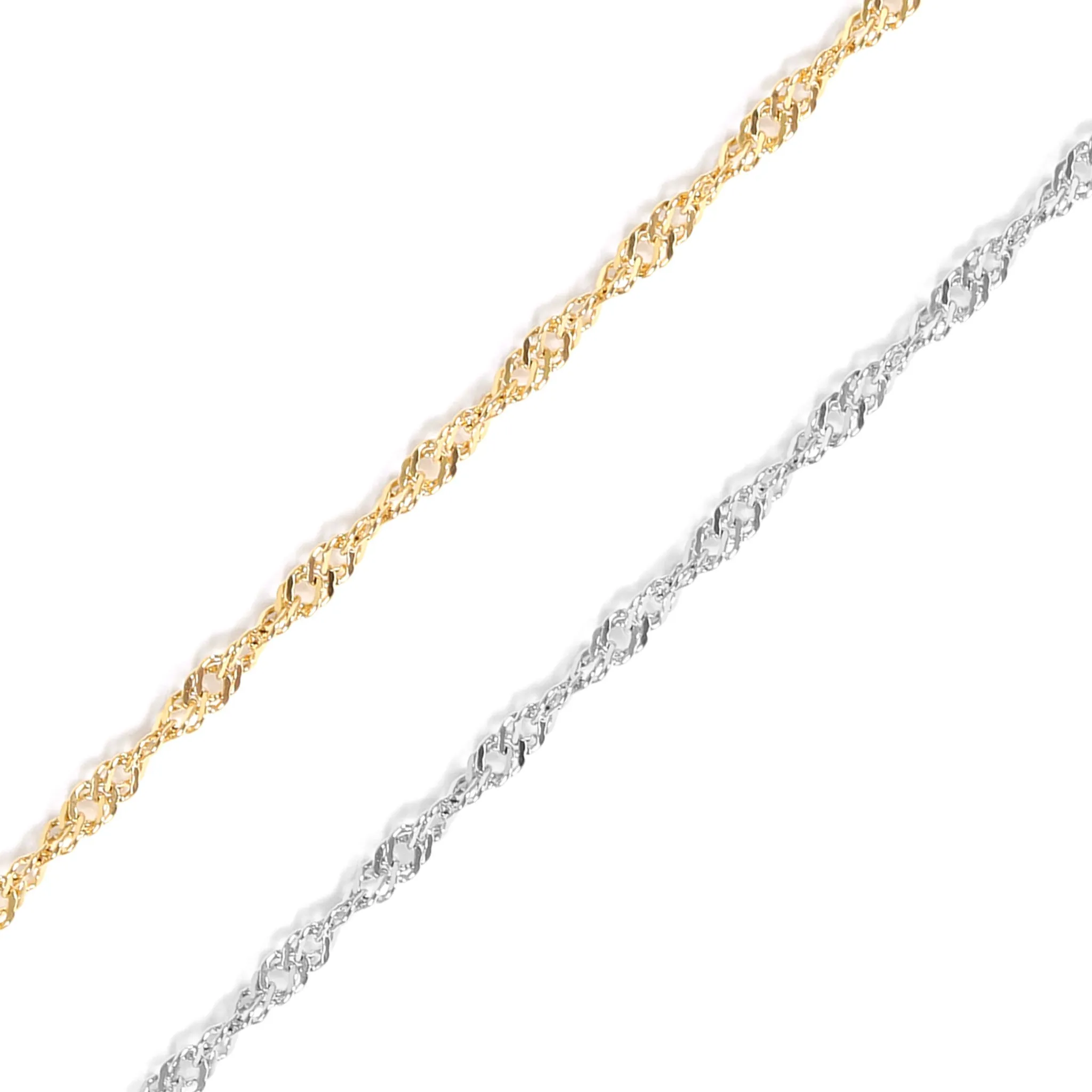 18K Gold PVD Stainless Steel Singapore Chain - By The Foot / SPL1027