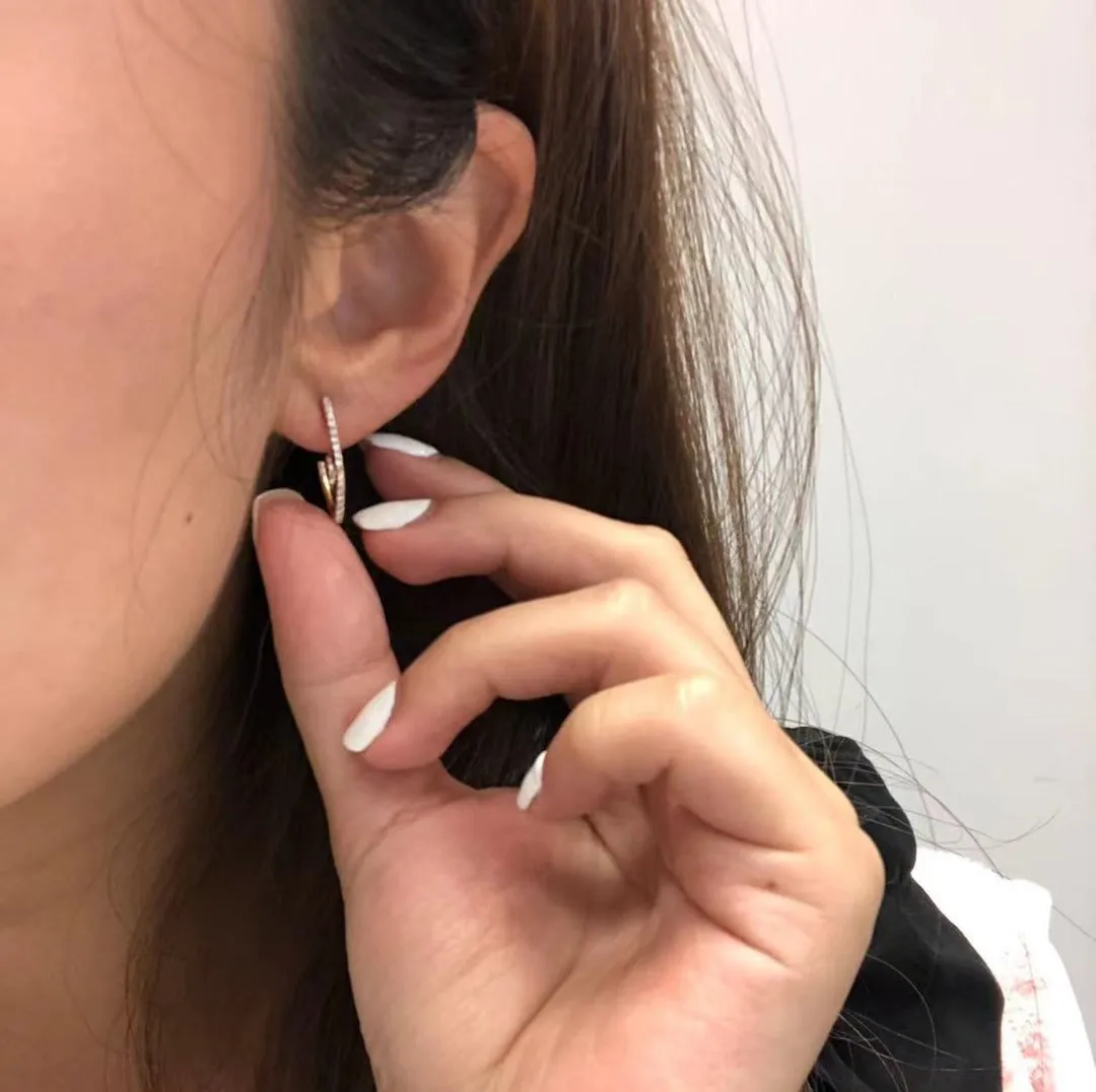 18K Rose Gold Diamond Earring