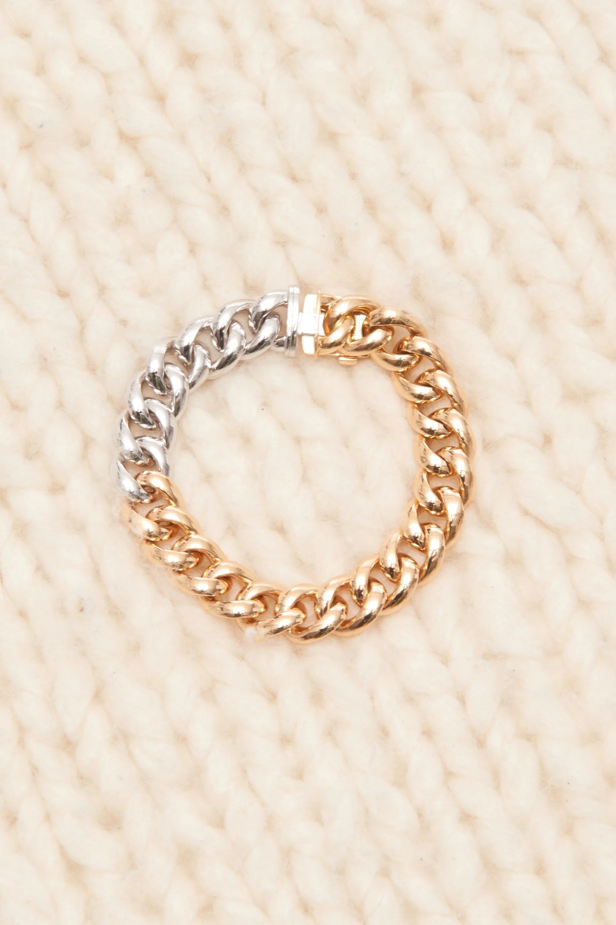 18k Solid White and Rose Gold Chain Bracelet
