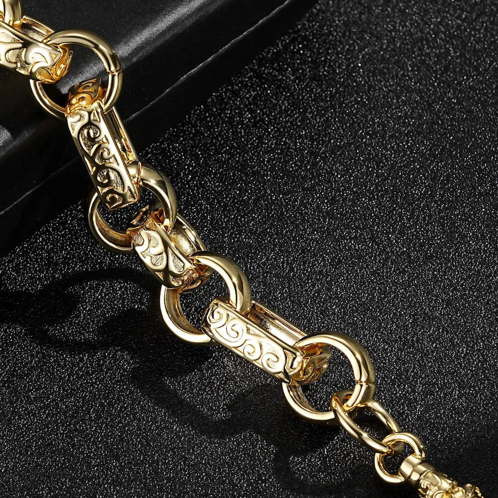 18mm Gold Filled Gypsy Link Belcher Bracelet With Albert Clasp 8/9 Inch