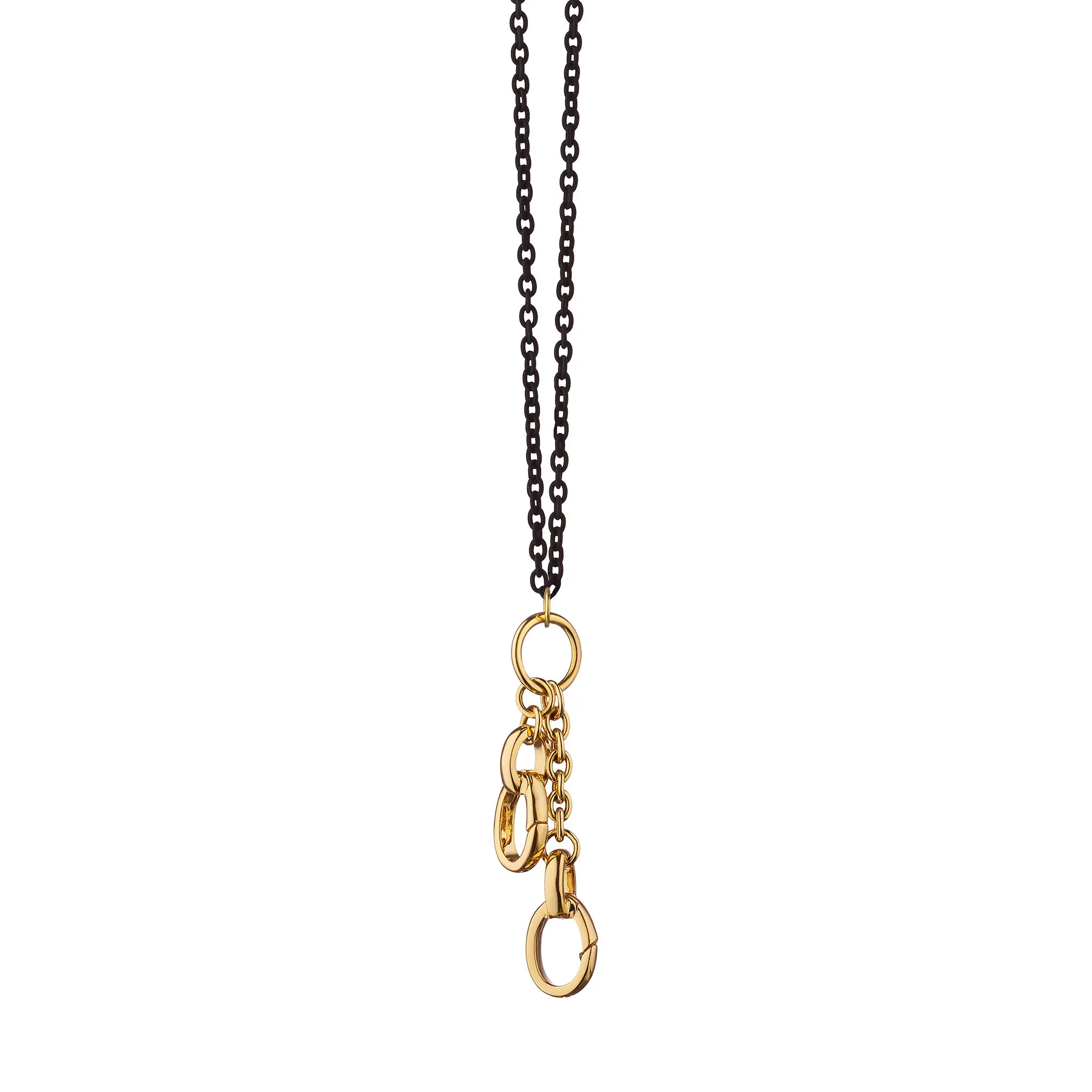 18" "Design Your Own" 18K Gold Steel Charm Chain Necklace, 2 Charm Stations