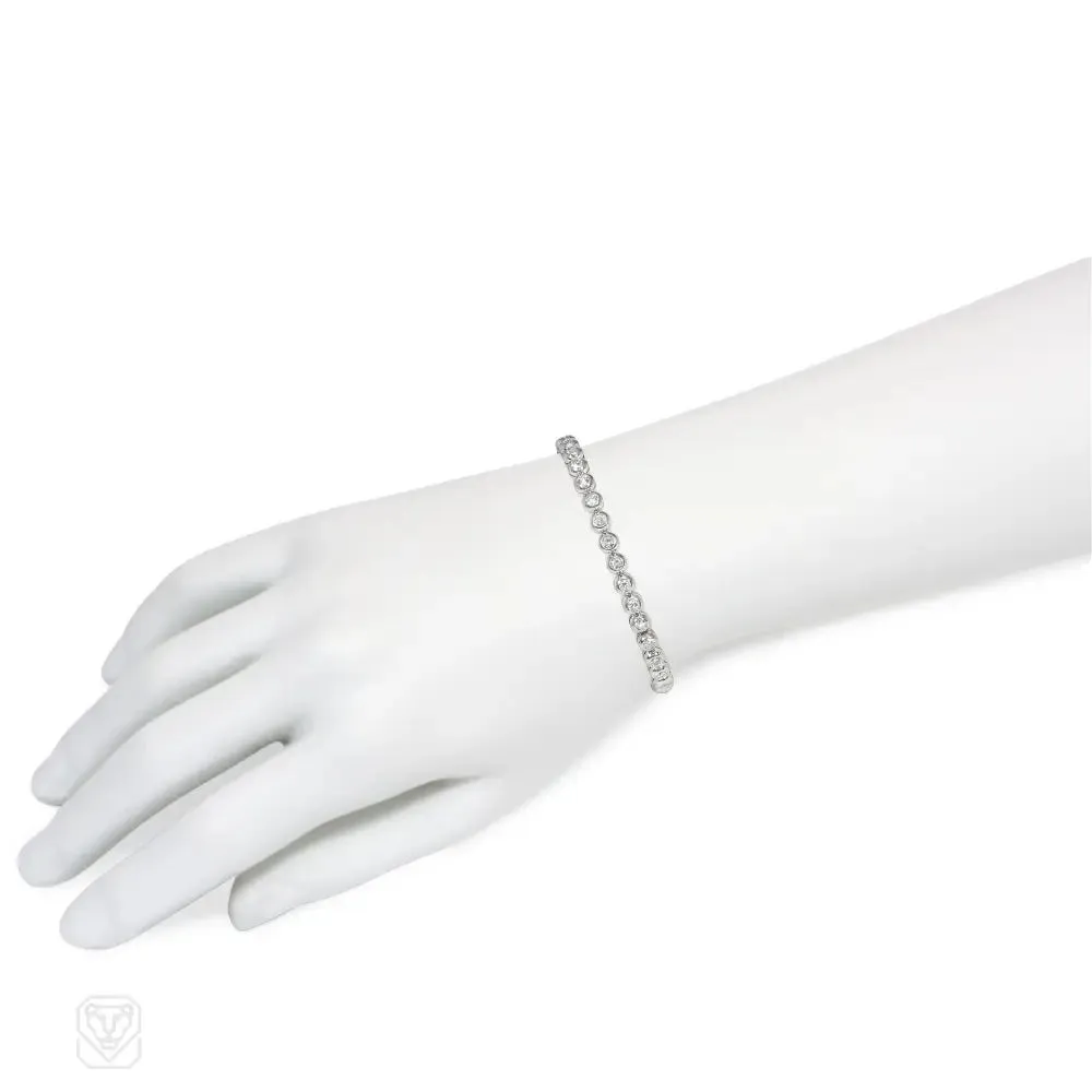 1950s collet set diamond and platinum line bracelet