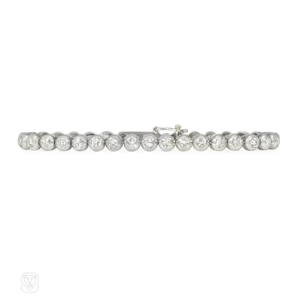 1950s collet set diamond and platinum line bracelet