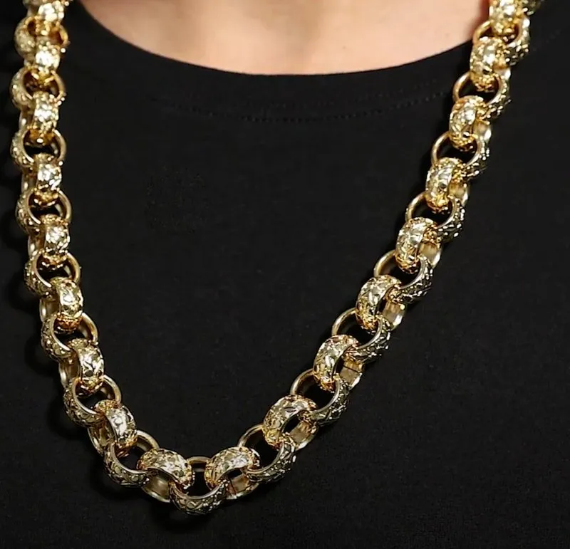 20mm Gold Filled Bonded Ornate Belcher Chain 28 Inches