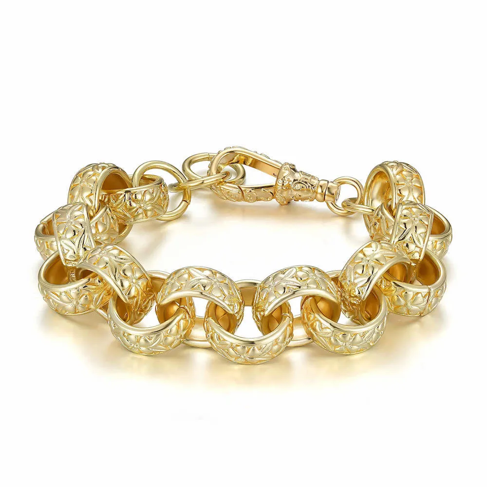 20mm XXL Gold Filled Ornate Belcher Bracelet Albert Clasp 7.5/8 Inch
