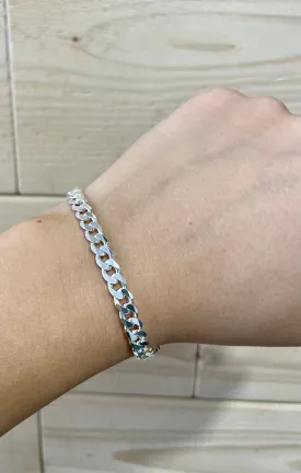 23cm Sterling Silver Flat Curb Chain Bracelet