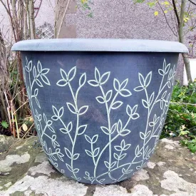 35cm Serenity Stout Planter Black/Green Plant Pot