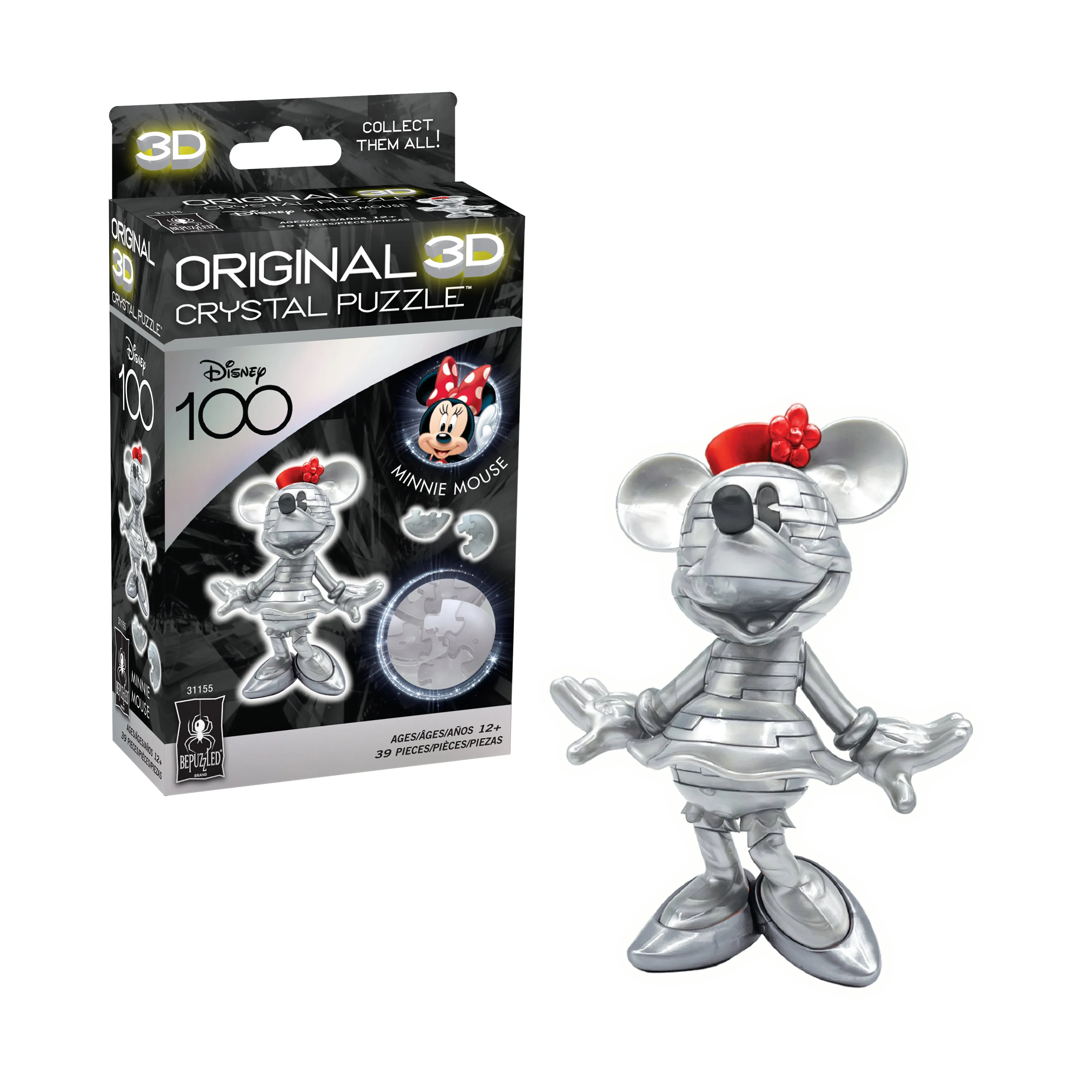 3D Crystal Puzzle - Disney 100 Platinum Edition - Minnie Mouse: 39 Pcs