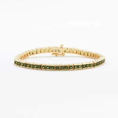3mm Round Chrome Tourmaline Bracelet in 14kt Yellow Gold