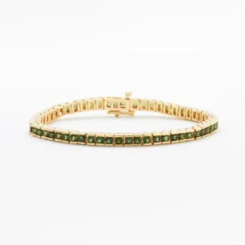 3mm Round Chrome Tourmaline Bracelet in 14kt Yellow Gold