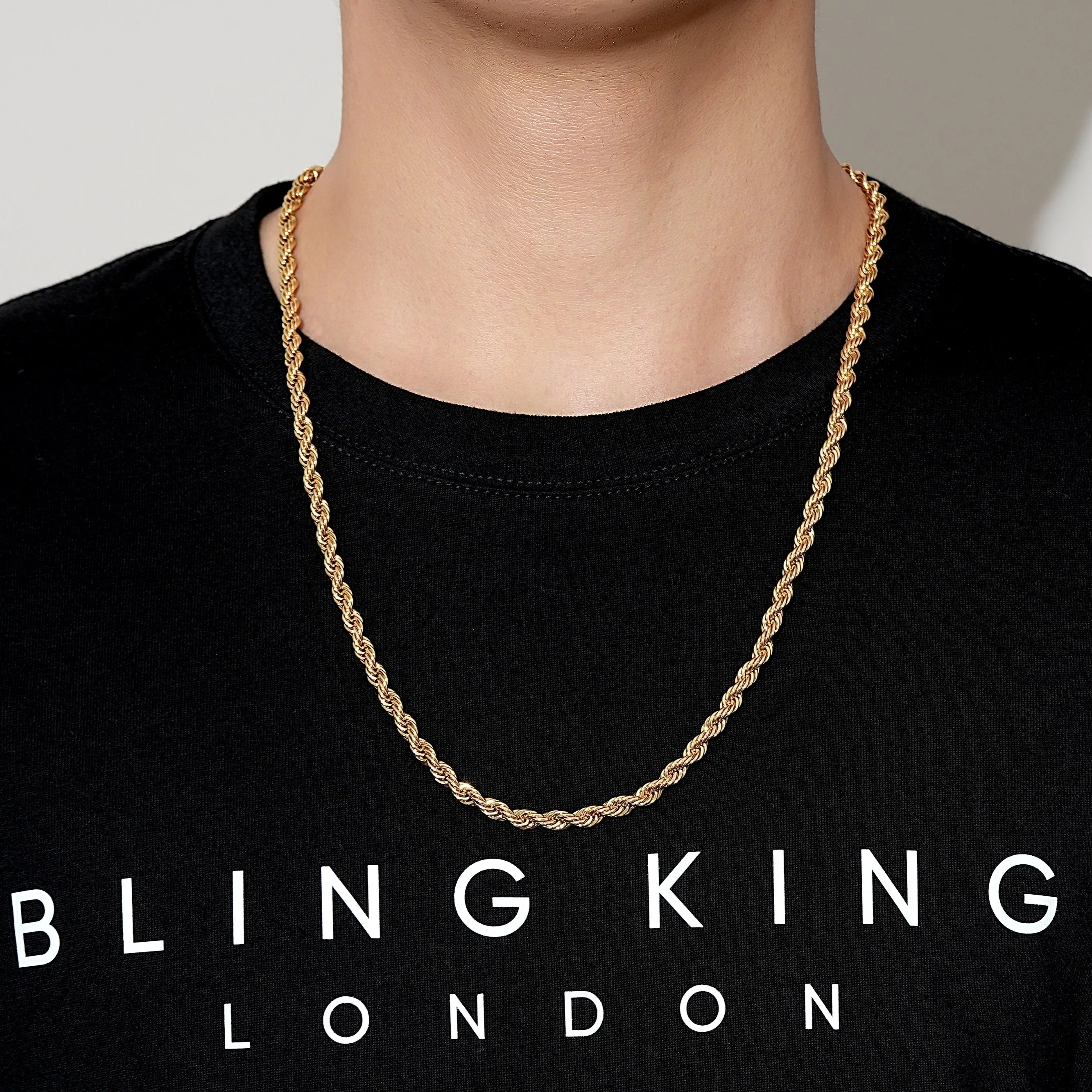 5mm Gold Filled Bonded Rope Chain Necklace 24 Inches