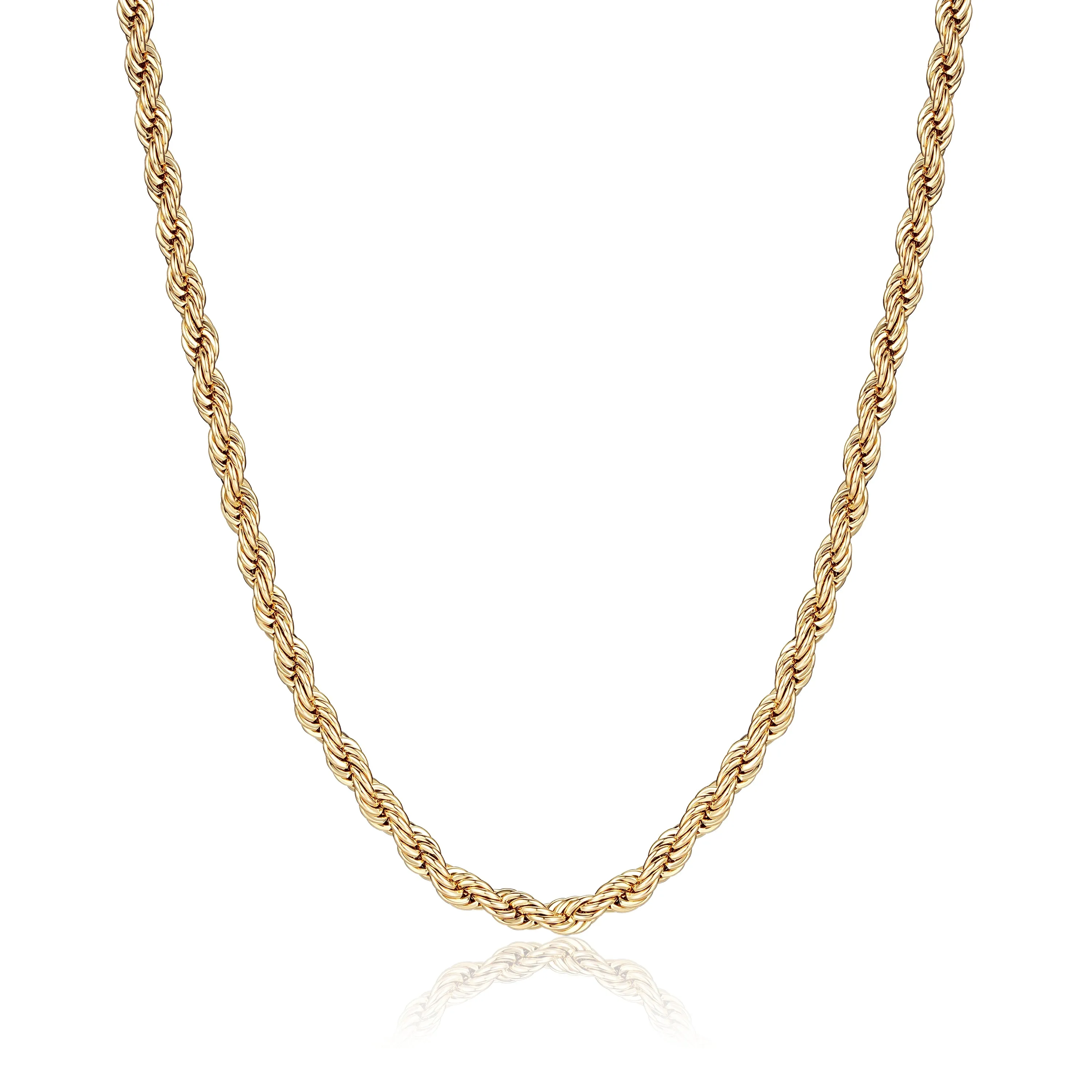 5mm Gold Filled Bonded Rope Chain Necklace 24 Inches