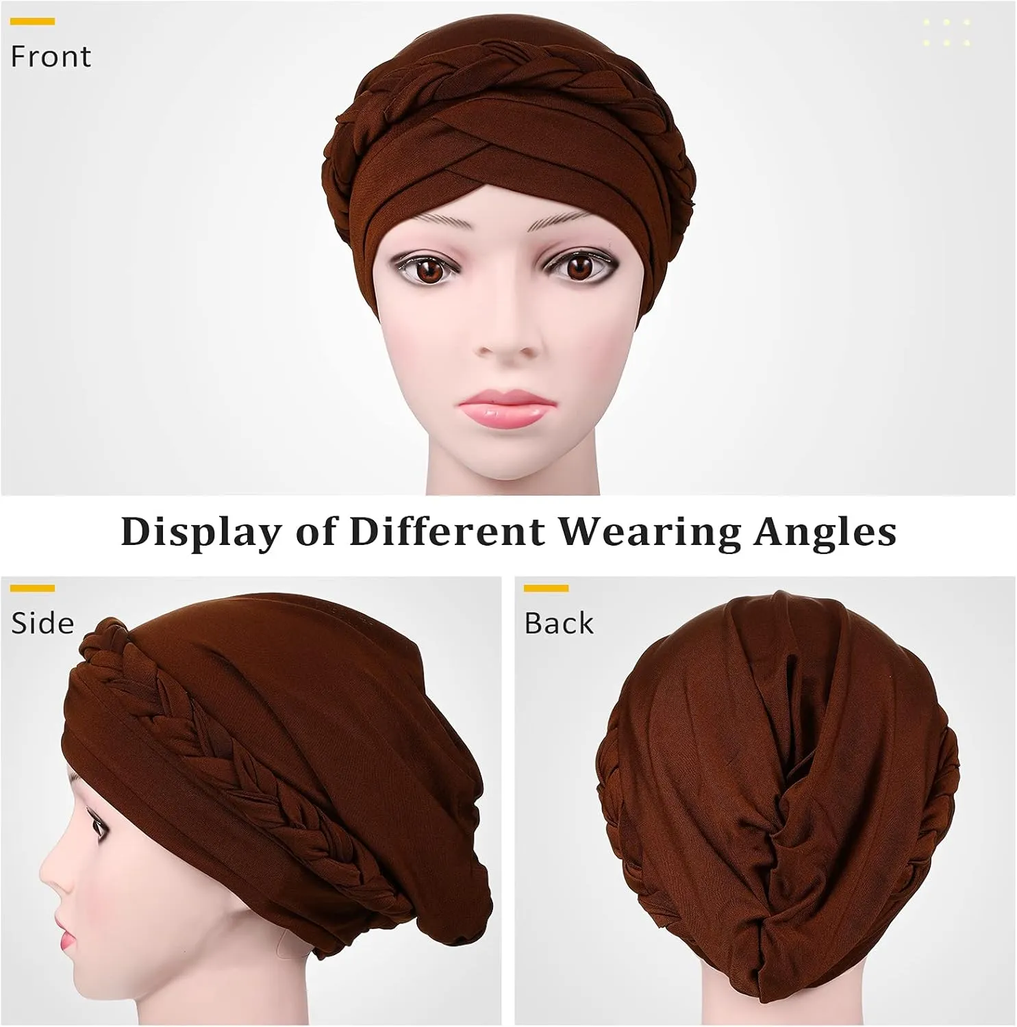 6 Pieces Turbans for Women Turban Head Wraps for African Black Women Headscarf Cap Beanie Wrap Braided