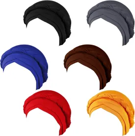 6 Pieces Turbans for Women Turban Head Wraps for African Black Women Headscarf Cap Beanie Wrap Braided