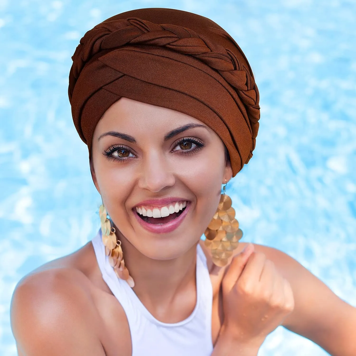 6 Pieces Turbans for Women Turban Head Wraps for African Black Women Headscarf Cap Beanie Wrap Braided