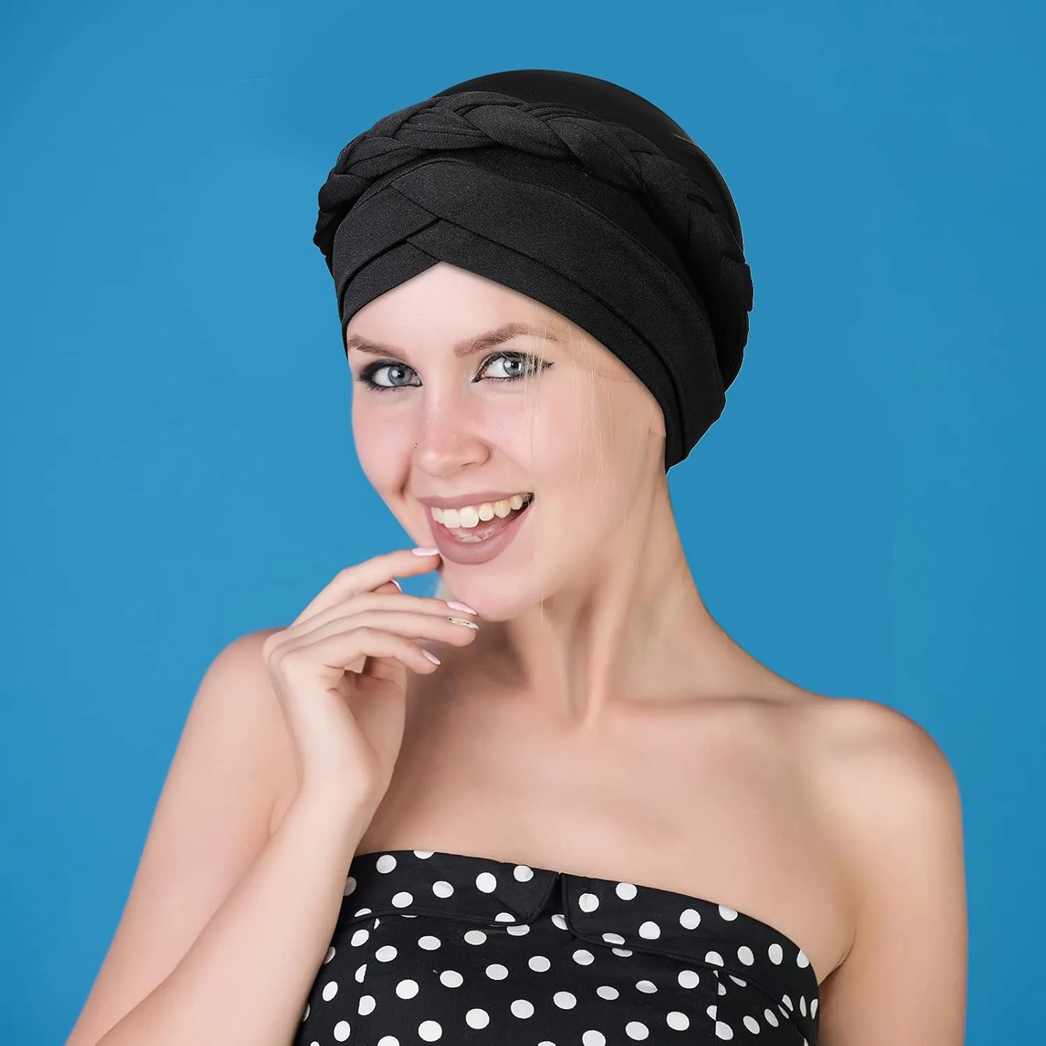 6 Pieces Turbans for Women Turban Head Wraps for African Black Women Headscarf Cap Beanie Wrap Braided