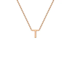 9K Rose Gold 'T' Initial Adjustable Letter Necklace 38/43cm