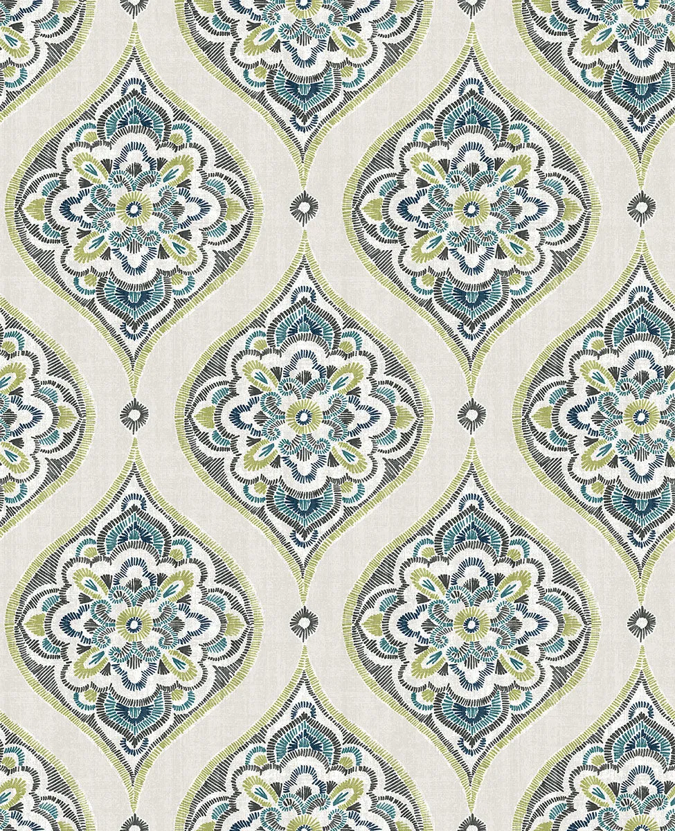 Adele Green Damask Wallpaper