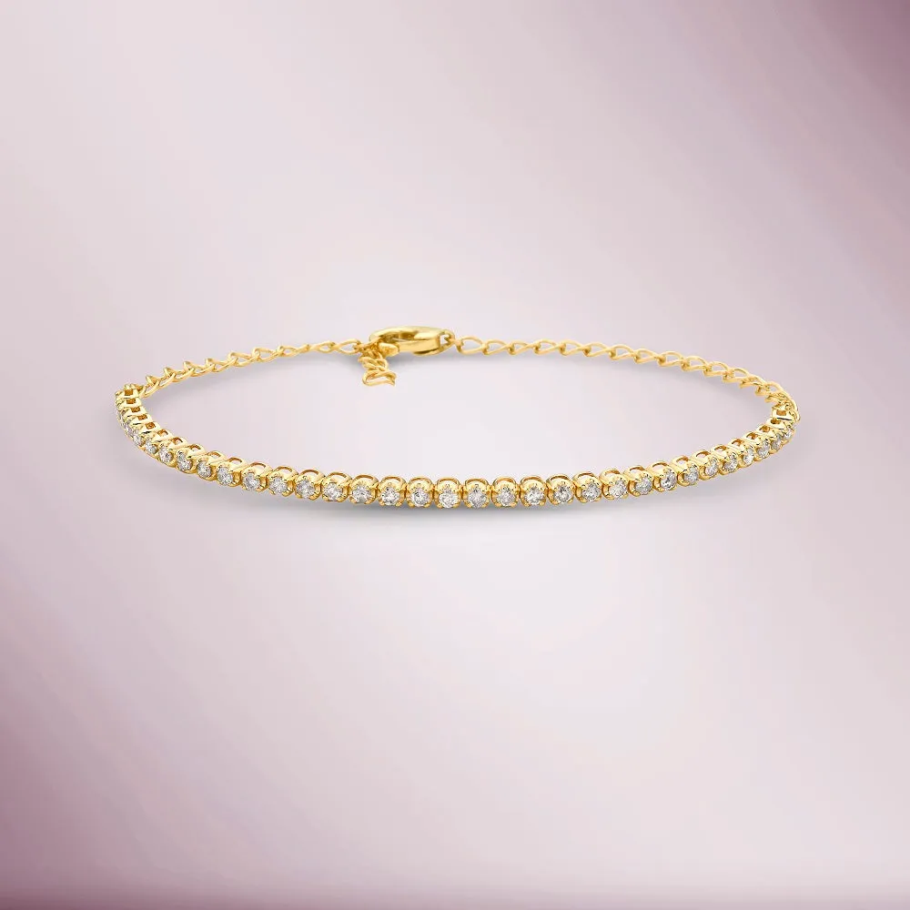 Adjustable Diamond Tennis Bracelet (0.70 ct.) Buttercup Setting in 14K Gold