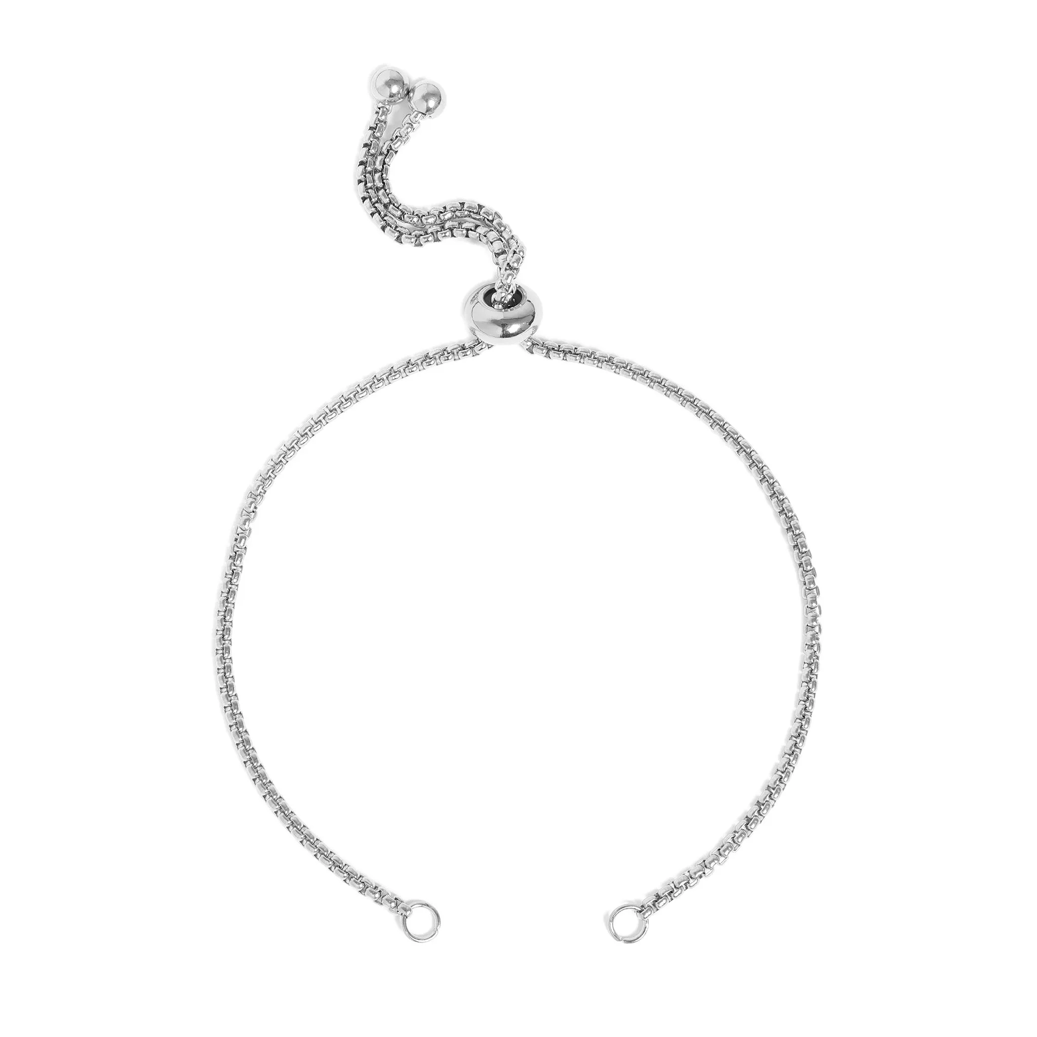 Adjustable Stainless Steel Silicon Bead Cinch Bolo Chain Bracelet / ENC0006