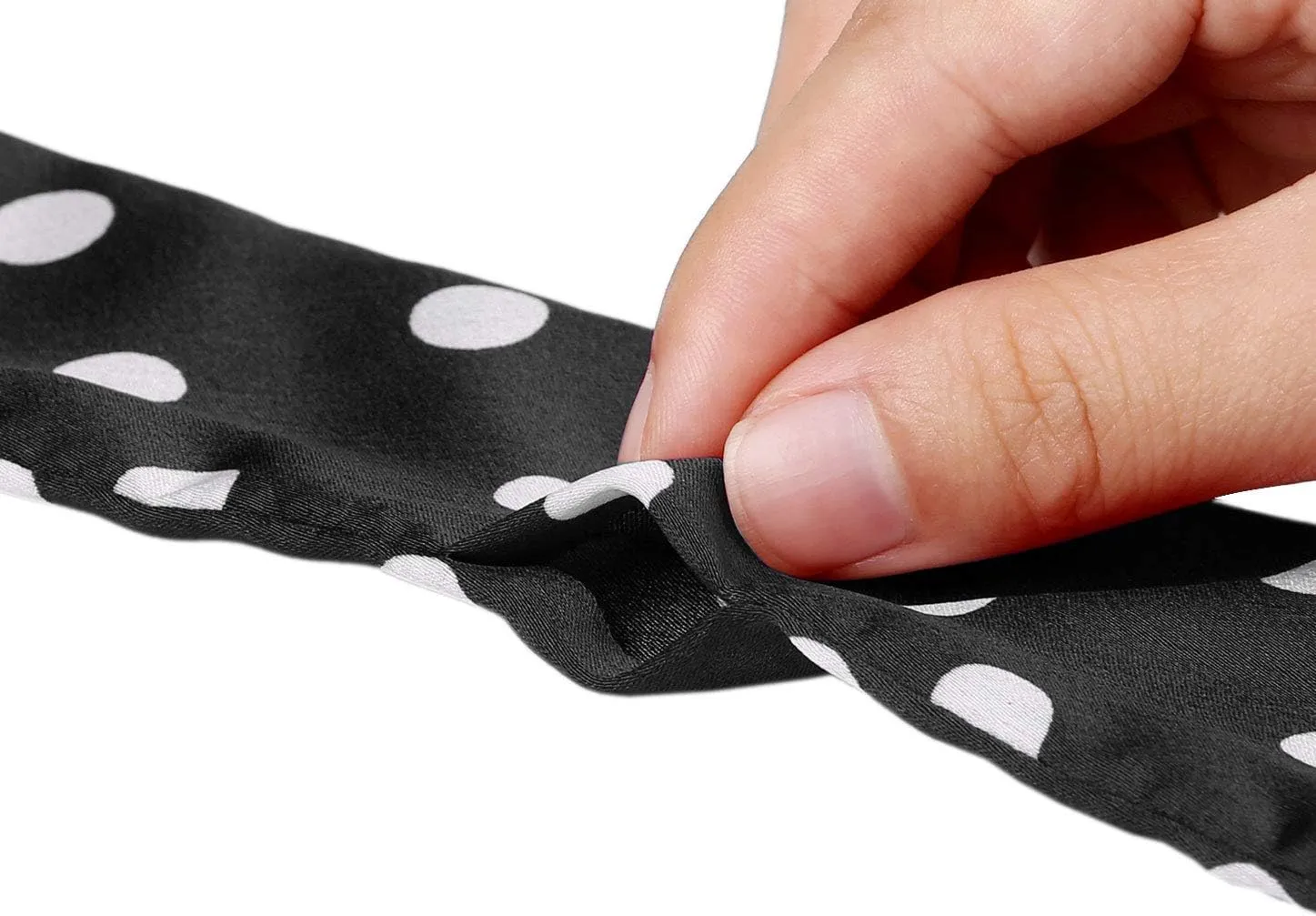 Allegra K 50s Skinny Silky Scarf Polka Dots Waistband Long Narrow Neckscarf Bag Handle Accessory