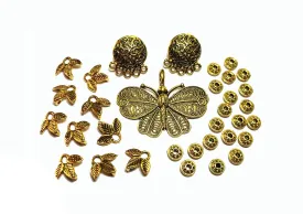 Antique Golden Pendant, Charms, Studs & Beads Combo