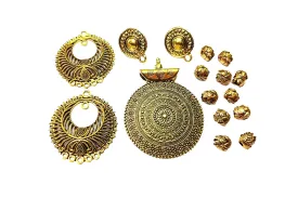 Antique Golden Pendant, Studs & Beads Combo