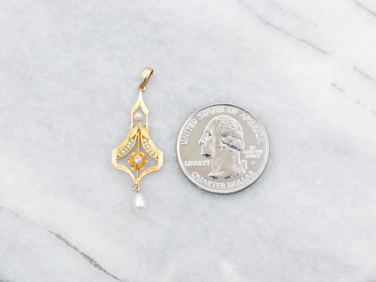 Antique Old Mine Cut Diamond Lavalier Pendant