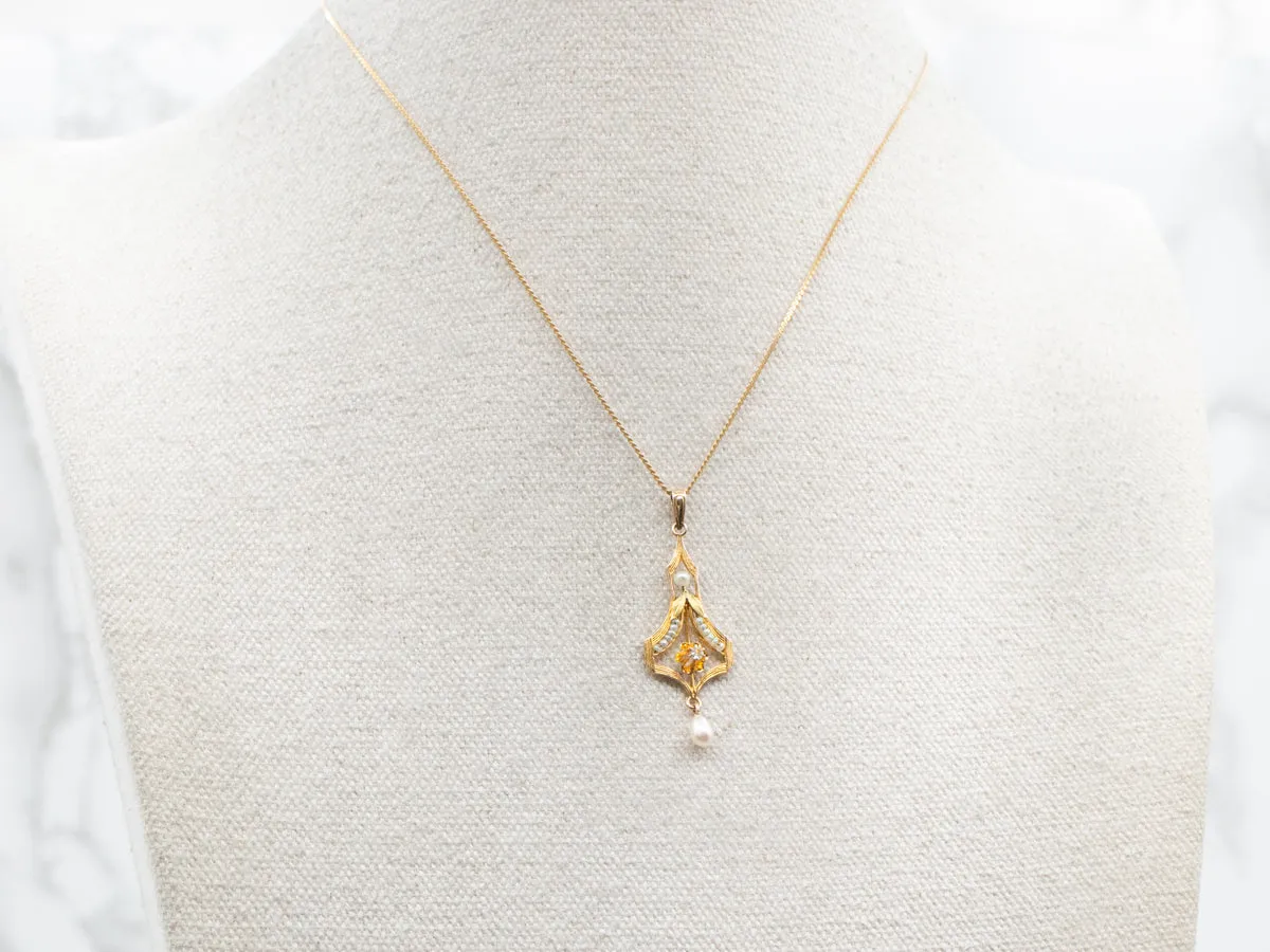 Antique Old Mine Cut Diamond Lavalier Pendant