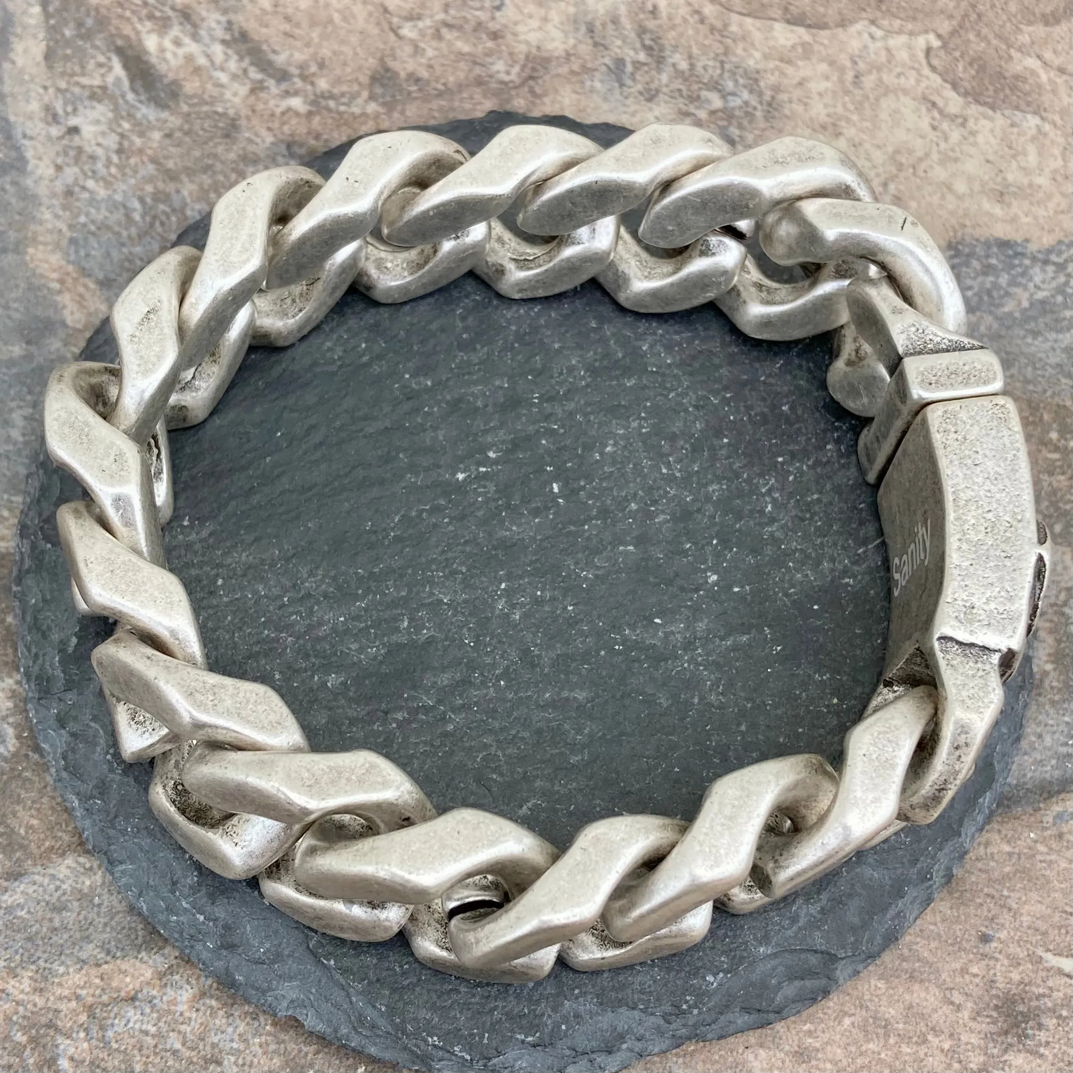 Bagger Bracelet - "EASY BIKER" - Guardian Cross Brushed - 3/4" wide - B121