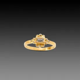 Baguette Diamond Ring with Diamond Trios