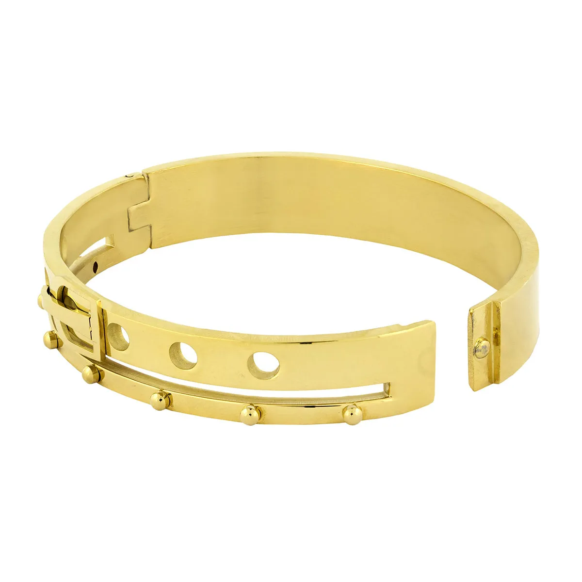 Belt 18K Gold Stainless Steel Openable Bangle Cuff Kada Bracelet Men