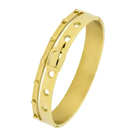 Belt 18K Gold Stainless Steel Openable Bangle Cuff Kada Bracelet Men